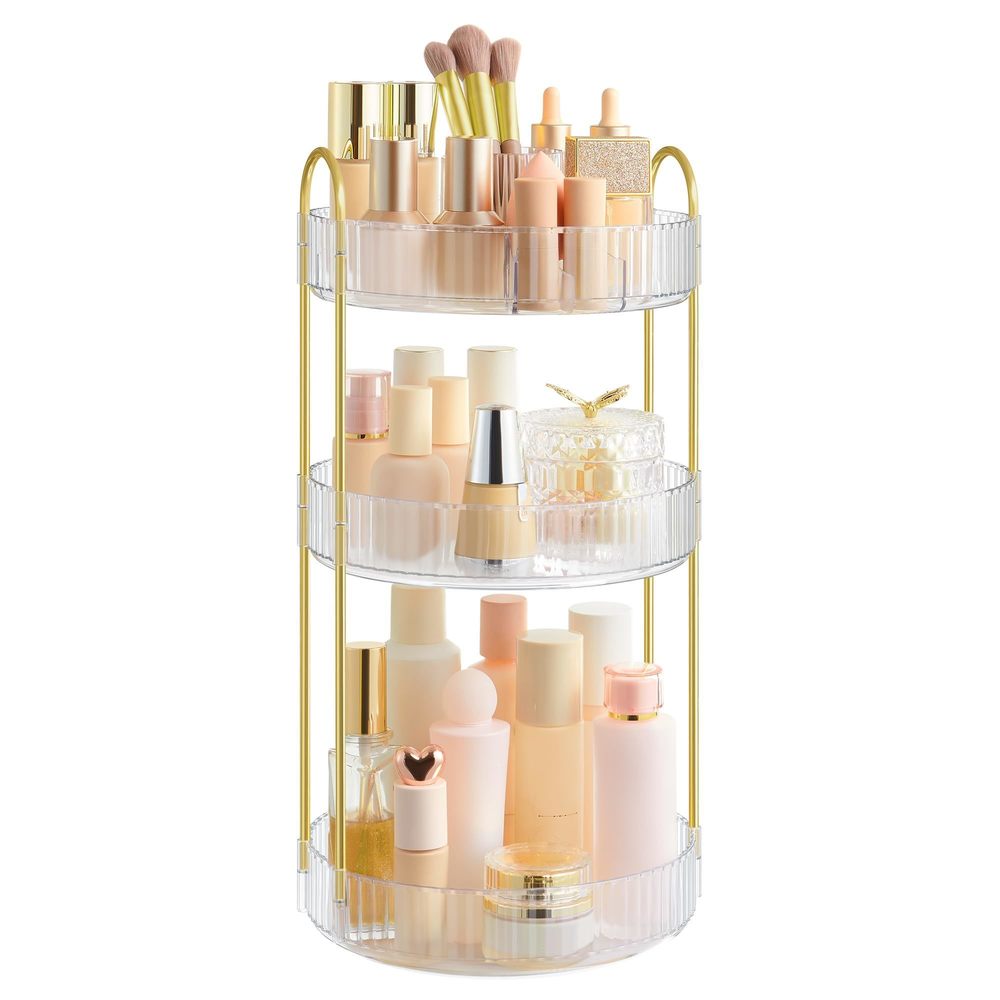Makeup Organizer, 3-tier Round Rotating Skincare Organizer Countertop,😸
